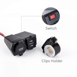 Moto USB socket x 2, cigarette socket x 1, digital voltmeter, red led, black color